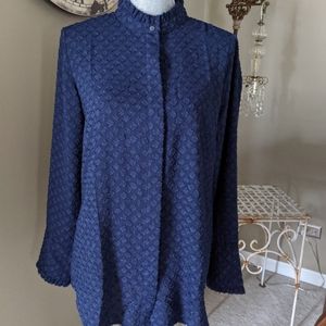 Banana Republic blouse shirt navy clover print Med